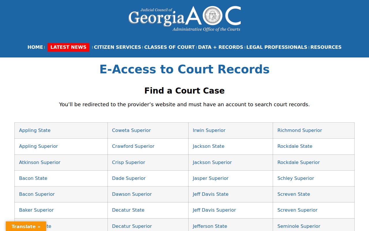Clay County criminal history Georgia court access directory