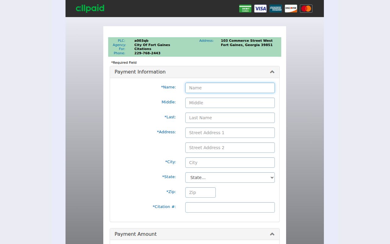 Fort Gaines criminal citation payment records source
